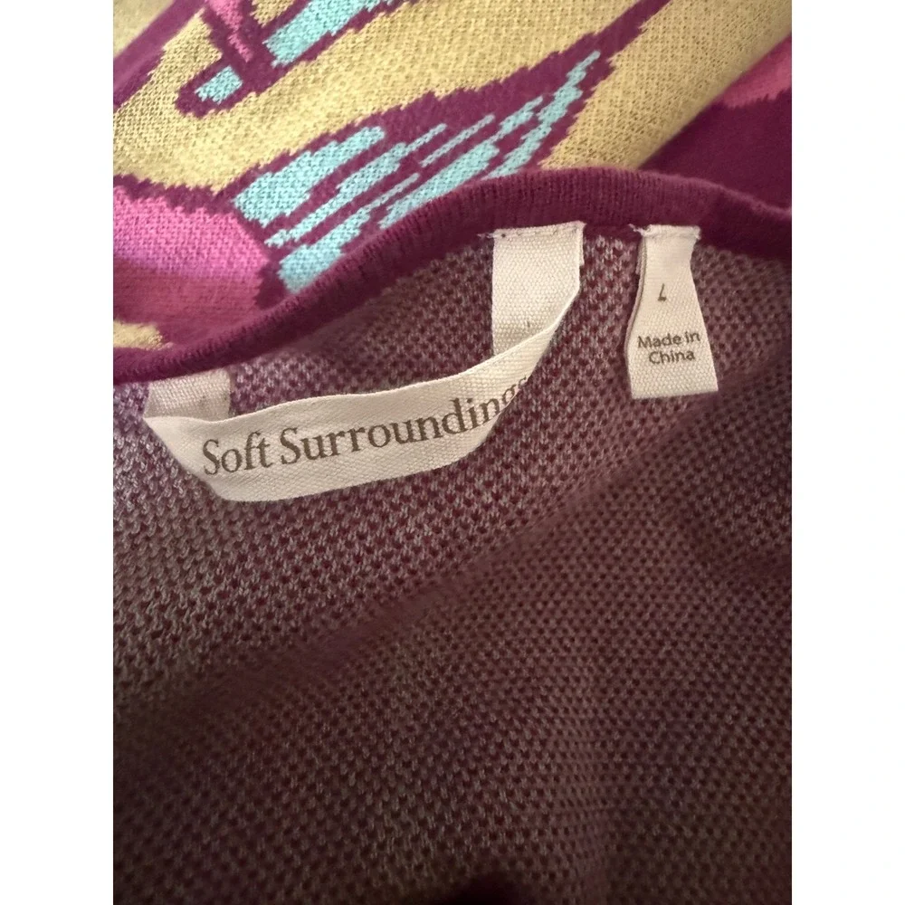 Soft Surroundings Floral Knit Sweater purple boho dainty cottage whimsi retro L